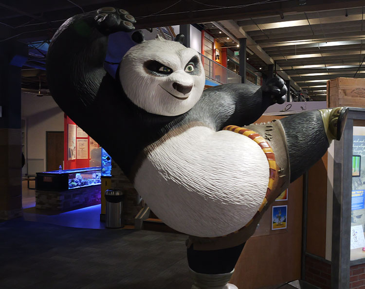 Statue of showing off one animation style in an exhibition.