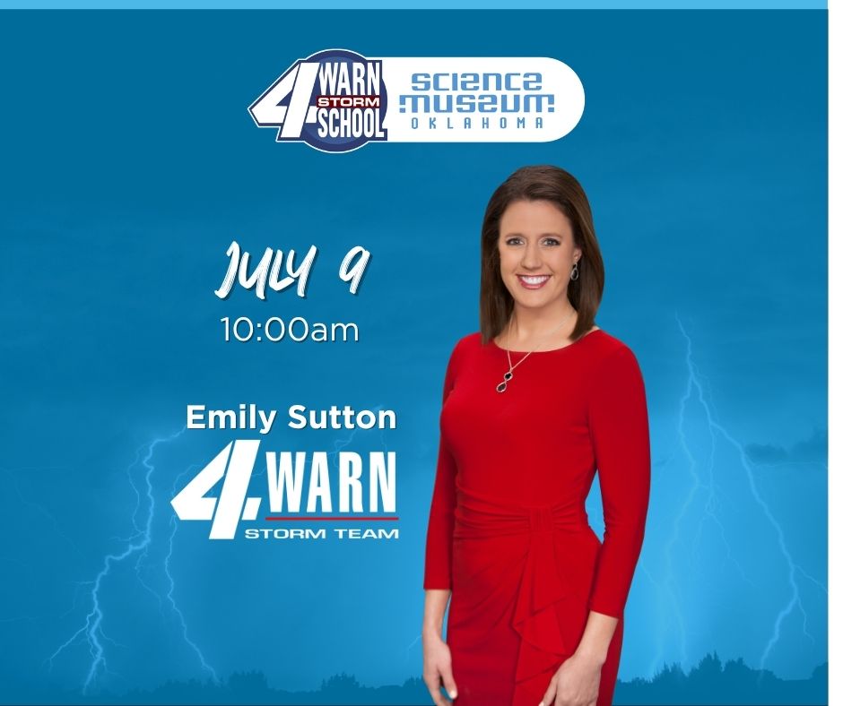 Graphic for KFOR 4Warn Storm School featuring Emily Sutton.
