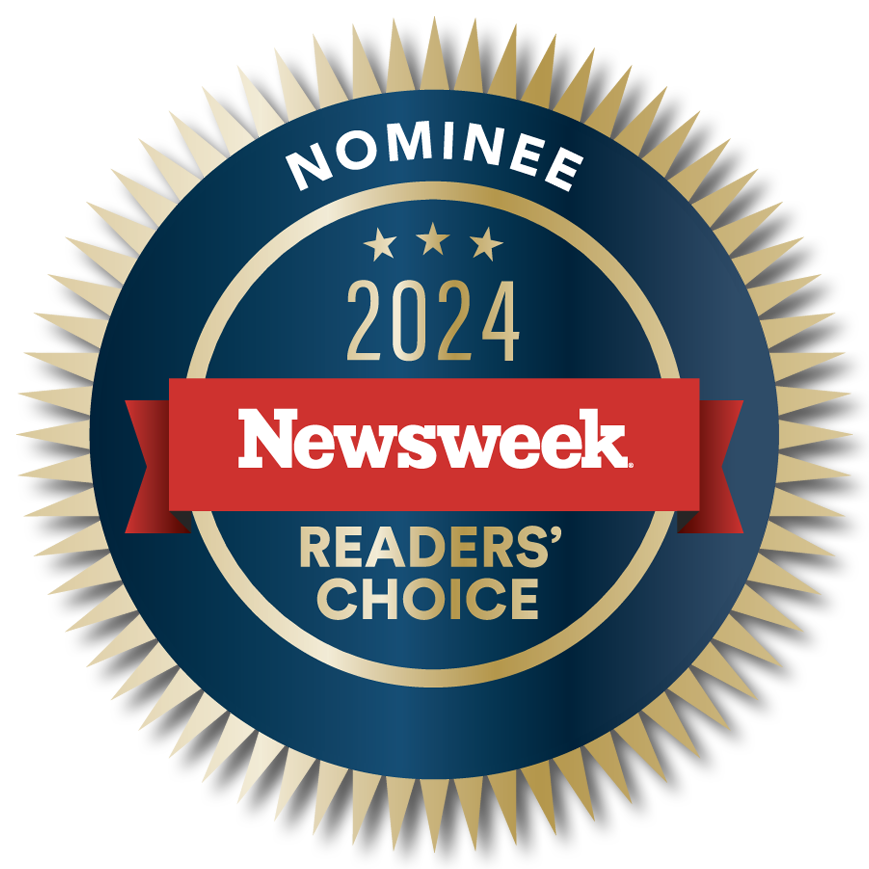 Newsweek 2024 Readers’ Choice nominee badge featuring a gold and navy design with a red banner displaying the Newsweek logo. Vote for Science Museum Oklahoma