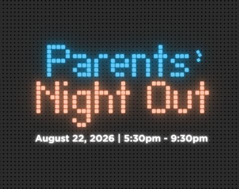 graphic depicts a lightboard promoting Parents Night Out at Science Museum Oklahoma on Aug 22
