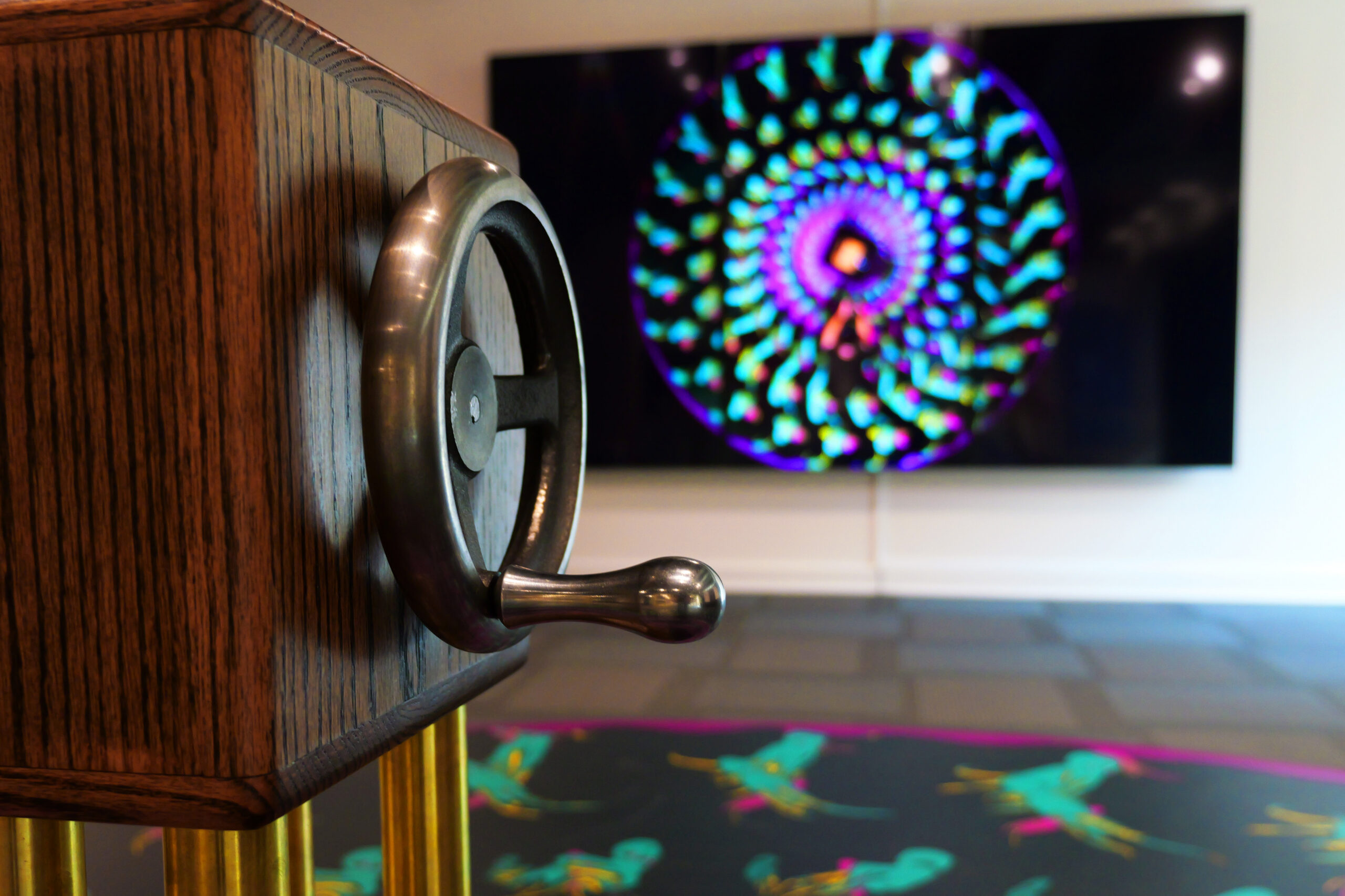 A wheel and colorful image of some art in SPIN!