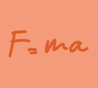 Illustration of Newton’s Second Law of Motion, F = ma, representing physics and science learning at Science Museum Oklahoma.