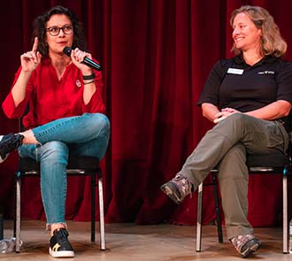 Women in science share career experiences during a speaker panel at the Women in STEAM conference hosted by Science Museum Oklahoma.