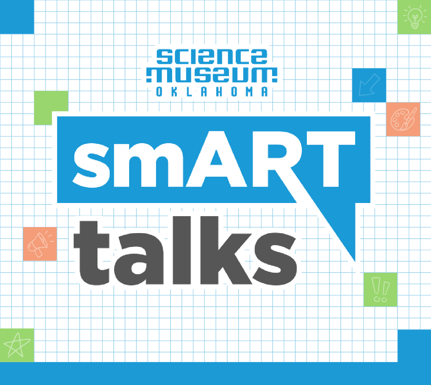 A graphic promotes smart talks with jonty hurwitz at science museum oklahoma.